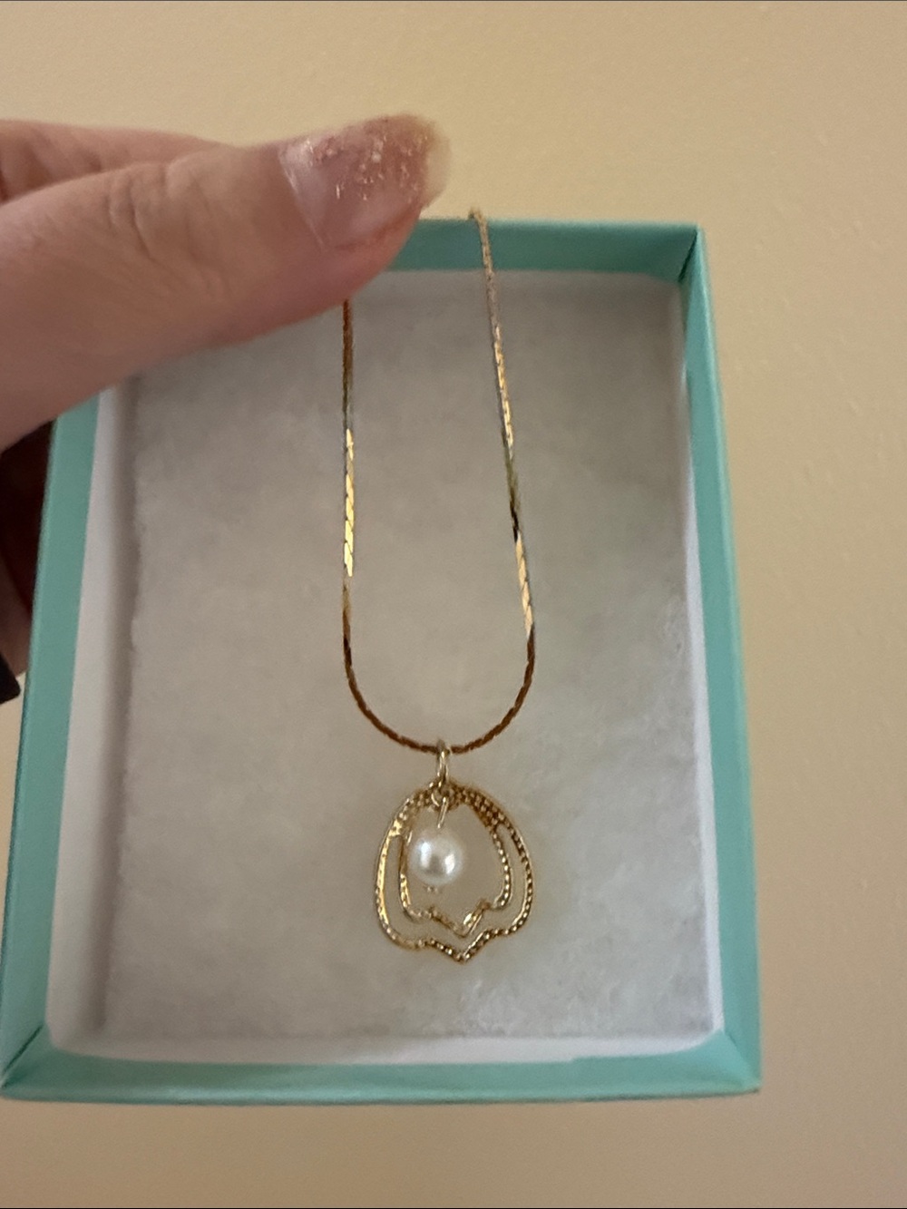 Park Lane Gold-Tone Pendant Necklace with White Pearl